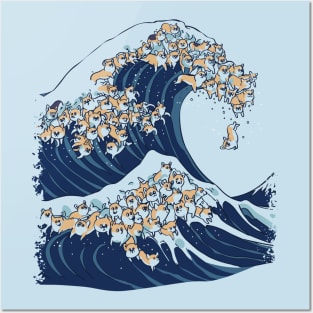 The Great Wave of Corgi Posters and Art
